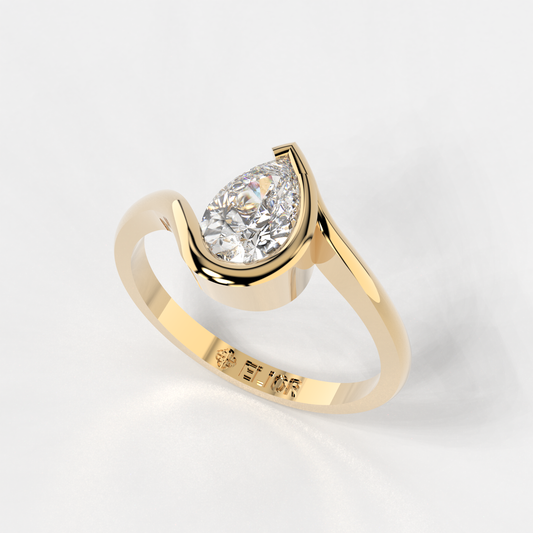 "Serpentine Solitaire" Pear Diamond Ring