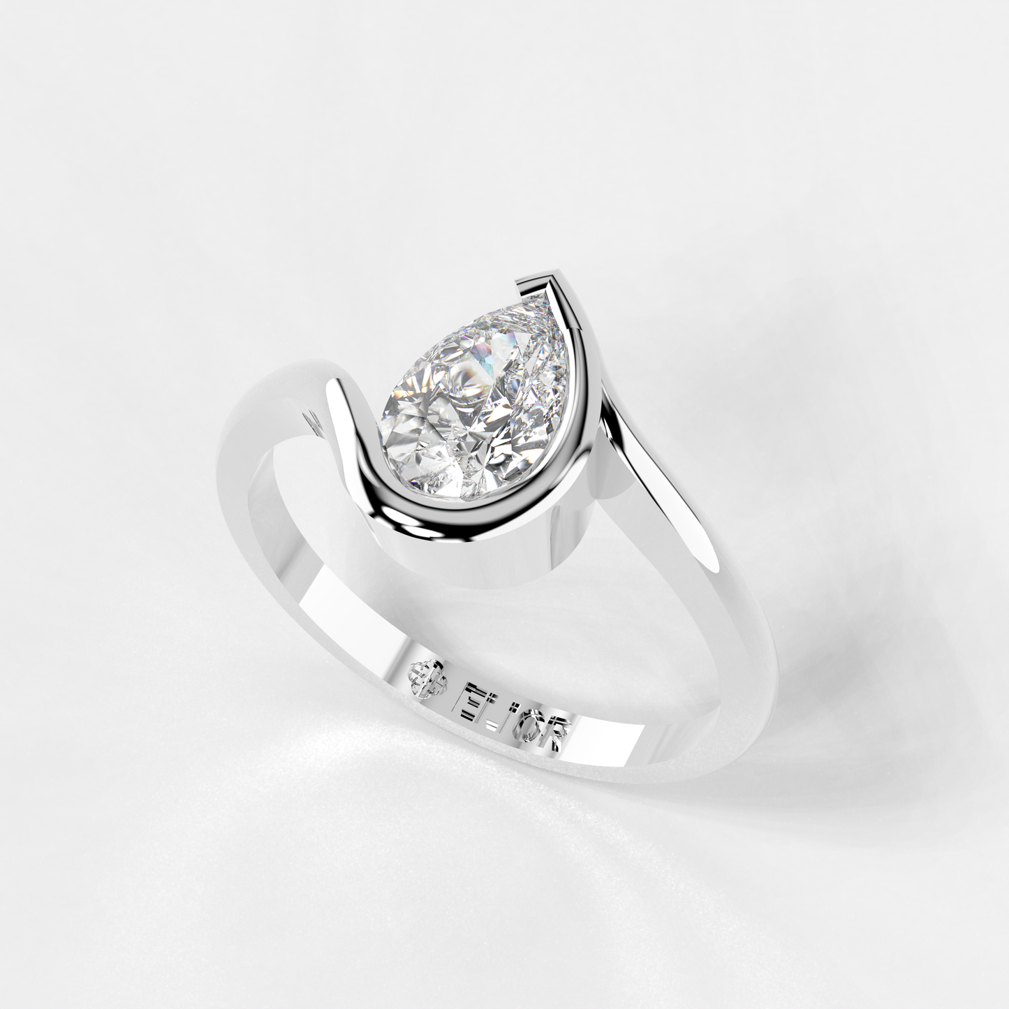 "Serpentine Solitaire" Pear Diamond Ring