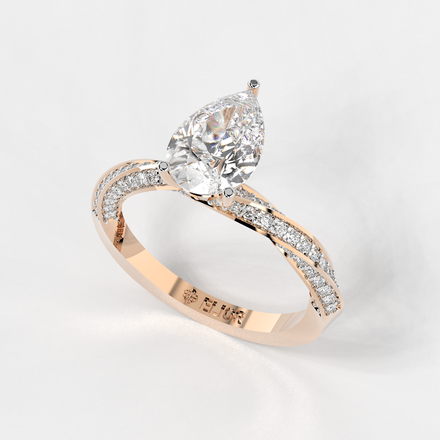 Pear Solitaire Symphony Ring