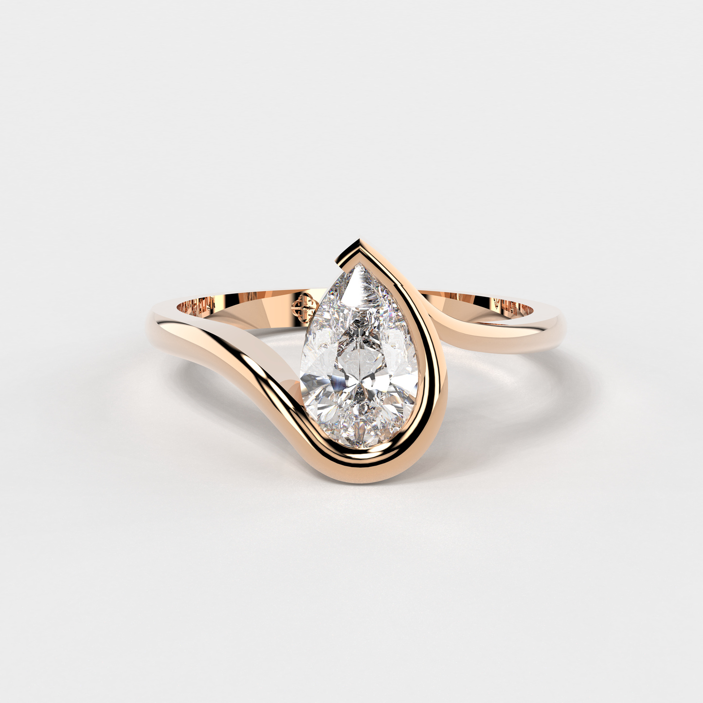 "Serpentine Solitaire" Pear Diamond Ring