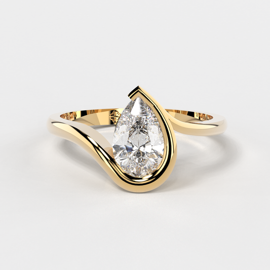 "Serpentine Solitaire" Pear Diamond Ring