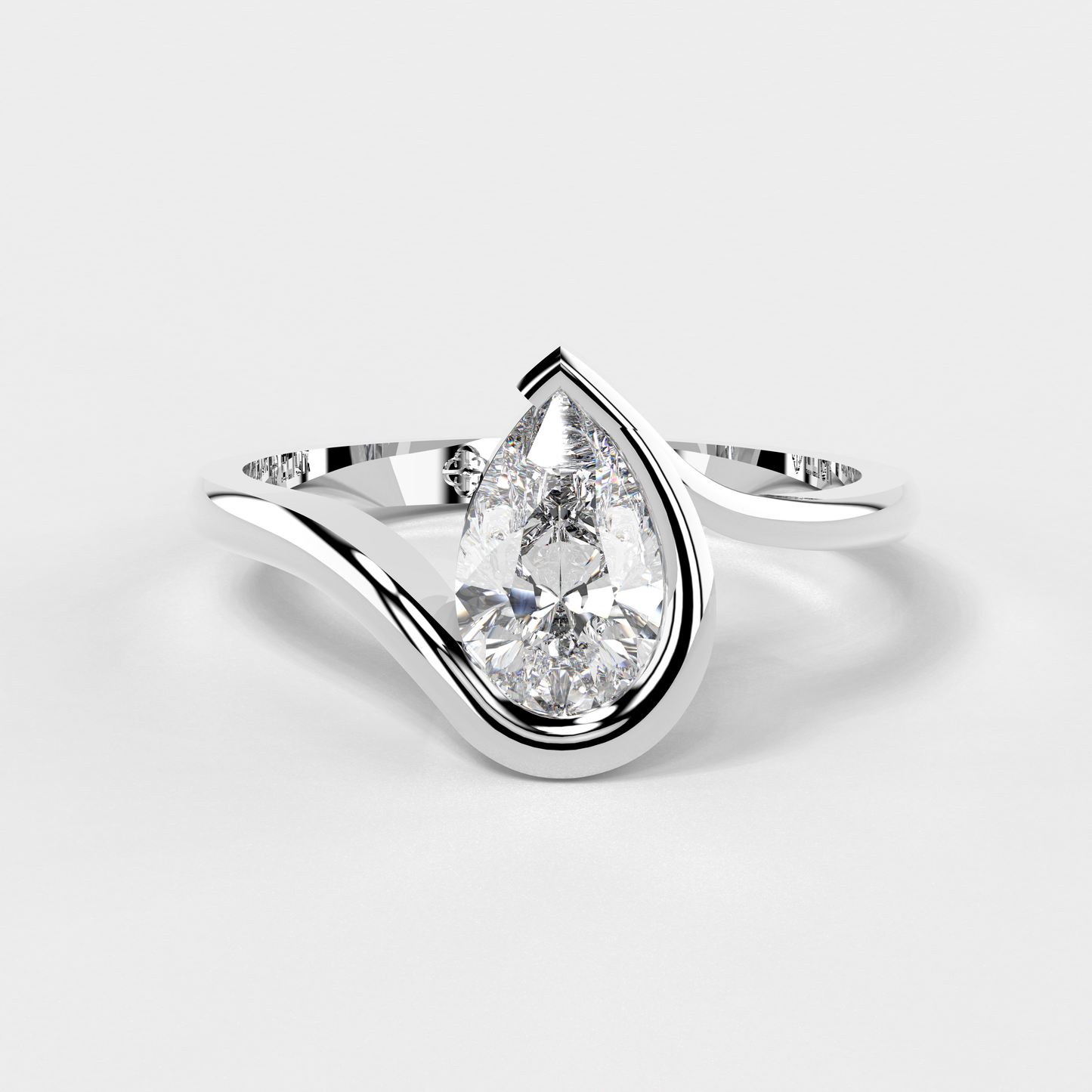 "Serpentine Solitaire" Pear Diamond Ring